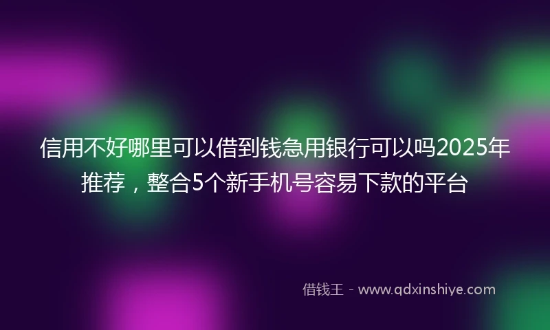 信用不好哪里可以借到钱急用银行可以吗2025年推荐，整合5个新手机号容易下款的平台