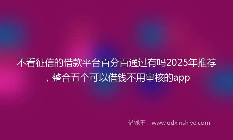 不看征信的借款平台百分百通过有吗2025年推荐，整合五个可以借钱不用审核的app