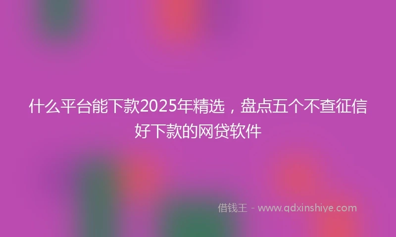 什么平台能下款2025年精选，盘点五个不查征信好下款的网贷软件