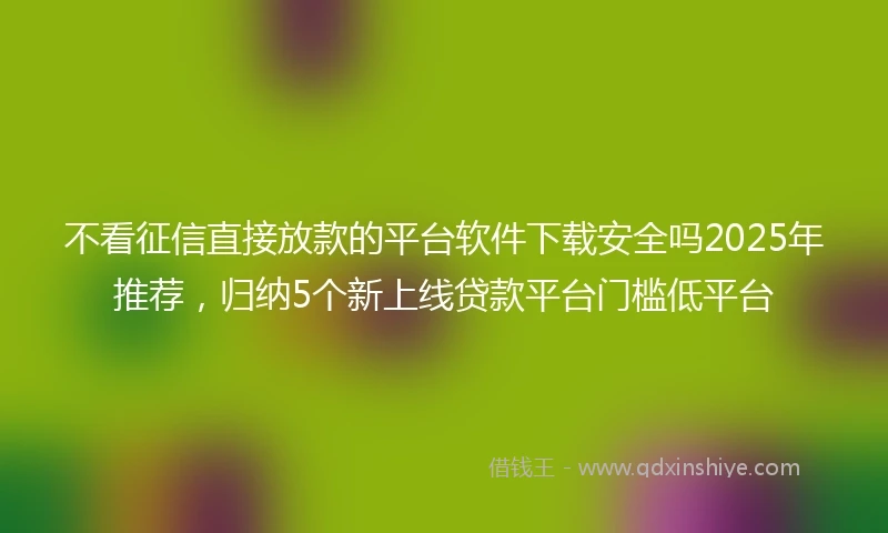 不看征信直接放款的平台软件下载安全吗2025年推荐，归纳5个新上线贷款平台门槛低平台
