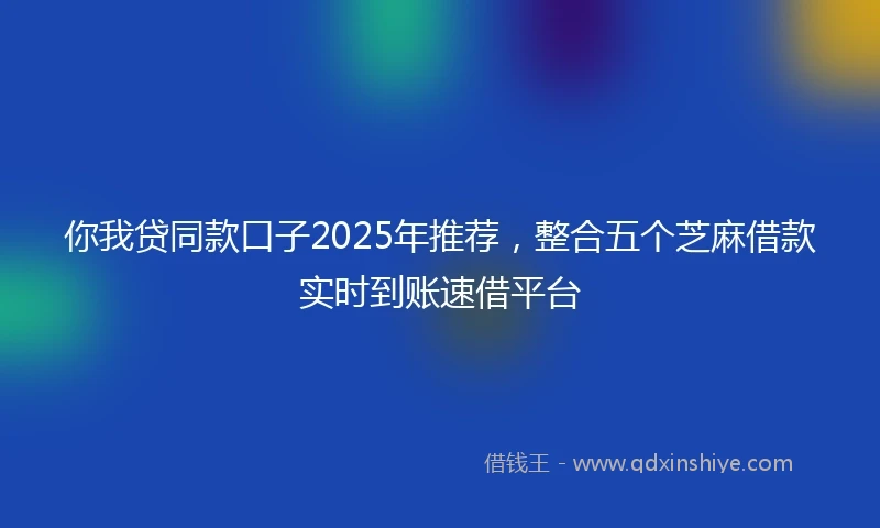 你我贷同款口子2025年推荐，整合五个芝麻借款实时到账速借平台