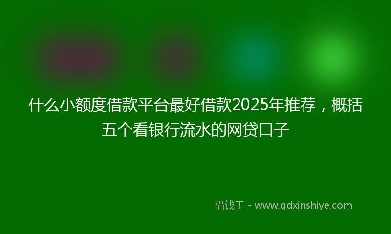什么小额度借款平台最好借款2025年推荐，概括五个看银行流水的网贷口子
