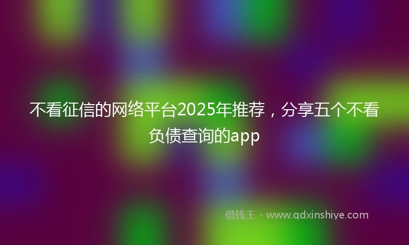 不看征信的网络平台2025年推荐，分享五个不看负债查询的app