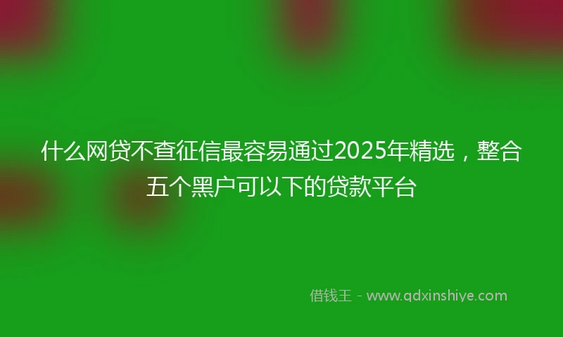 什么网贷不查征信最容易通过2025年精选，整合五个黑户可以下的贷款平台