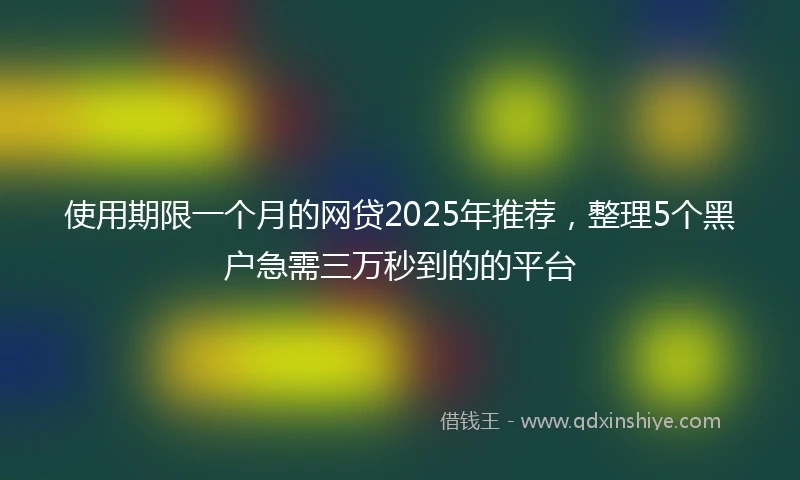 使用期限一个月的网贷2025年推荐，整理5个黑户急需三万秒到的的平台
