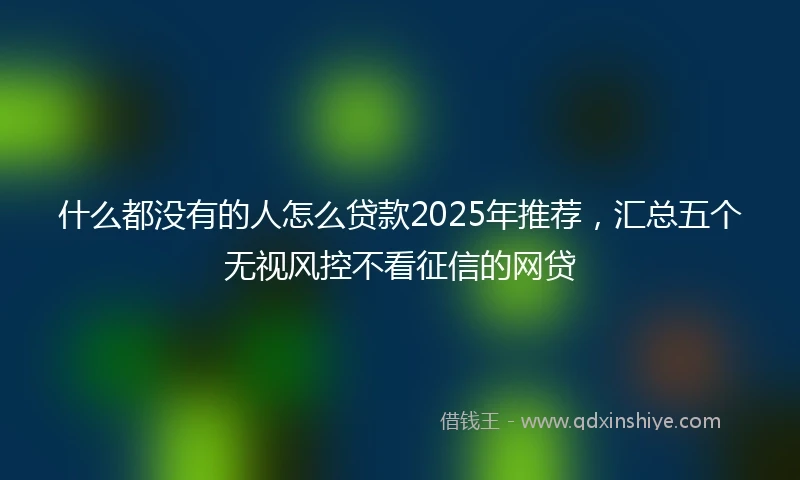 什么都没有的人怎么贷款2025年推荐，汇总五个无视风控不看征信的网贷