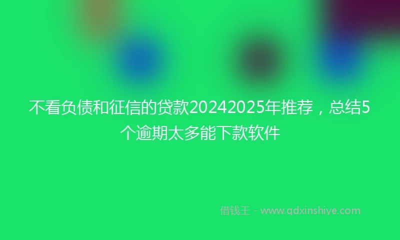 不看负债和征信的贷款20242025年推荐，总结5个逾期太多能下款软件