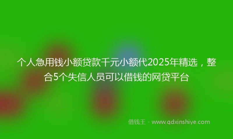 个人急用钱小额贷款千元小额代2025年精选，整合5个失信人员可以借钱的网贷平台