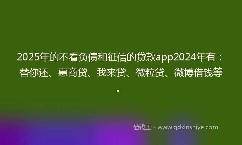2025年的不看负债和征信的贷款app2024年有：替你还、惠商贷、我来贷、微粒贷、微博借钱等。