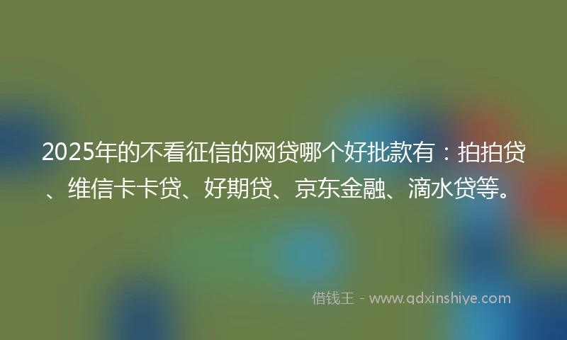 2025年的不看征信的网贷哪个好批款有：拍拍贷、维信卡卡贷、好期贷、京东金融、滴水贷等。