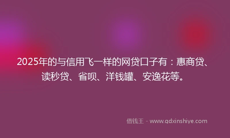 2025年的与信用飞一样的网贷口子有：惠商贷、读秒贷、省呗、洋钱罐、安逸花等。