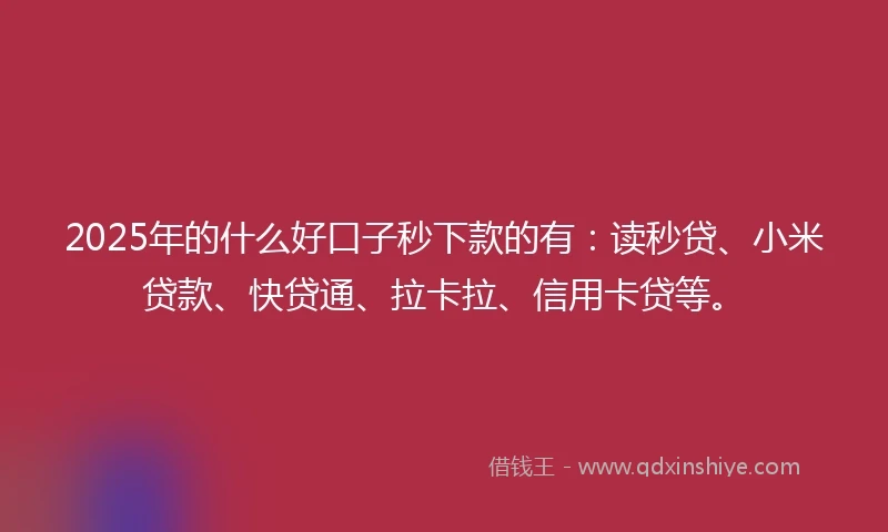 2025年的什么好口子秒下款的有：读秒贷、小米贷款、快贷通、拉卡拉、信用卡贷等。
