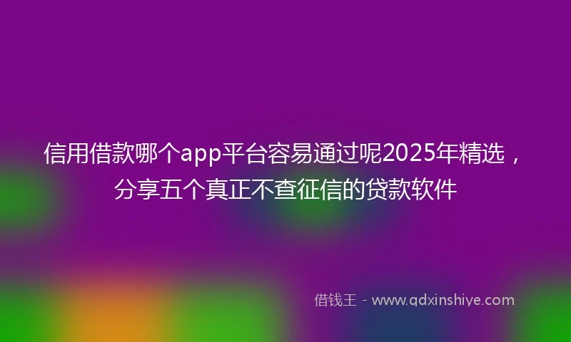 信用借款哪个app平台容易通过呢2025年精选，分享五个真正不查征信的贷款软件