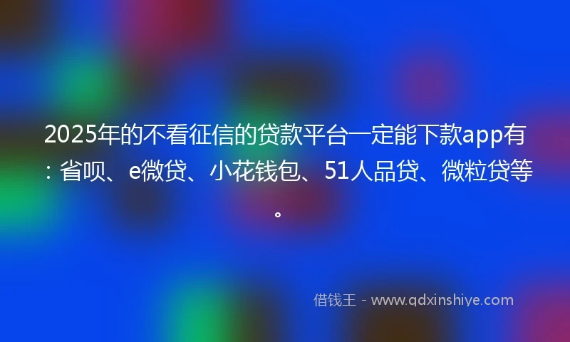 2025年的不看征信的贷款平台一定能下款app有：省呗、e微贷、小花钱包、51人品贷、微粒贷等。