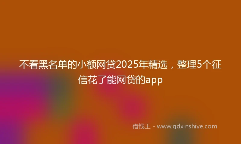 不看黑名单的小额网贷2025年精选，整理5个征信花了能网贷的app
