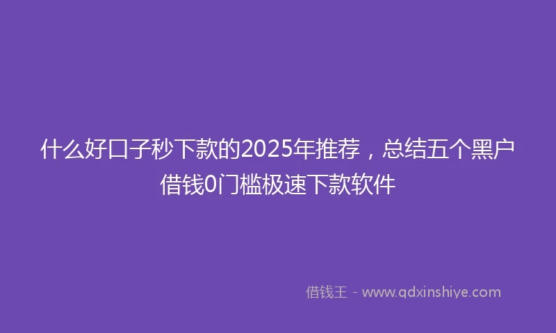 什么好口子秒下款的2025年推荐，总结五个黑户借钱0门槛极速下款软件