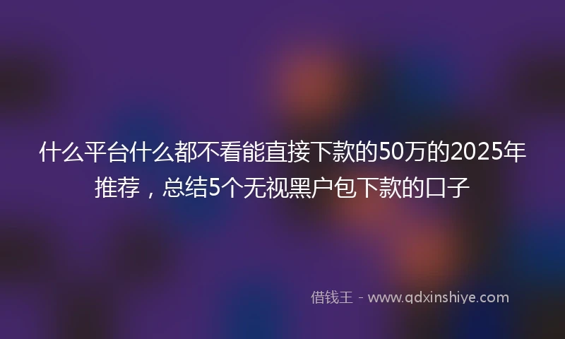 什么平台什么都不看能直接下款的50万的2025年推荐，总结5个无视黑户包下款的口子