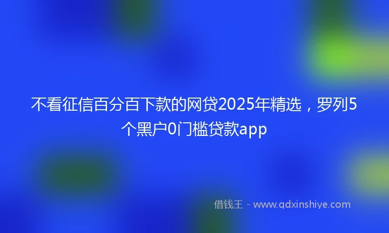 不看征信百分百下款的网贷2025年精选，罗列5个黑户0门槛贷款app