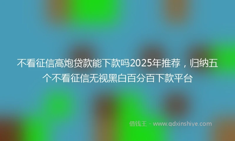 不看征信高炮贷款能下款吗2025年推荐，归纳五个不看征信无视黑白百分百下款平台
