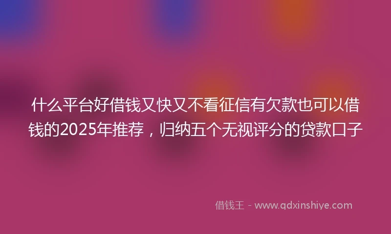 什么平台好借钱又快又不看征信有欠款也可以借钱的2025年推荐，归纳五个无视评分的贷款口子