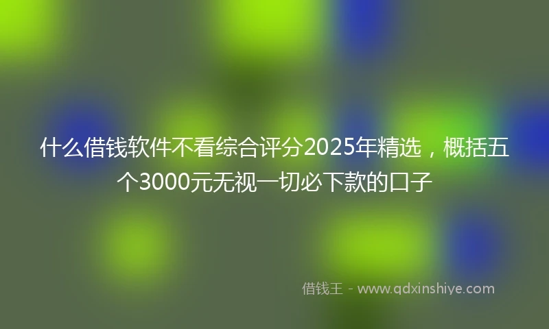 什么借钱软件不看综合评分2025年精选，概括五个3000元无视一切必下款的口子