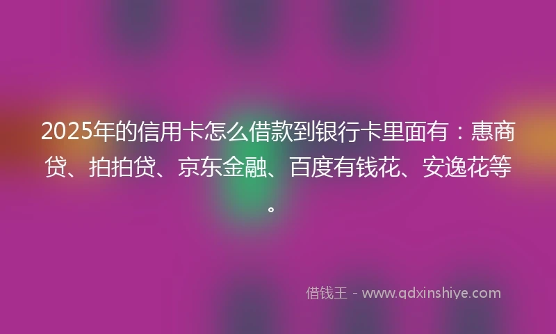 2025年的信用卡怎么借款到银行卡里面有：惠商贷、拍拍贷、京东金融、百度有钱花、安逸花等。