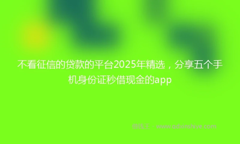 不看征信的贷款的平台2025年精选，分享五个手机身份证秒借现金的app