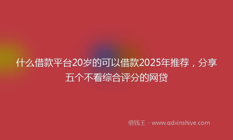 什么借款平台20岁的可以借款2025年推荐，分享五个不看综合评分的网贷