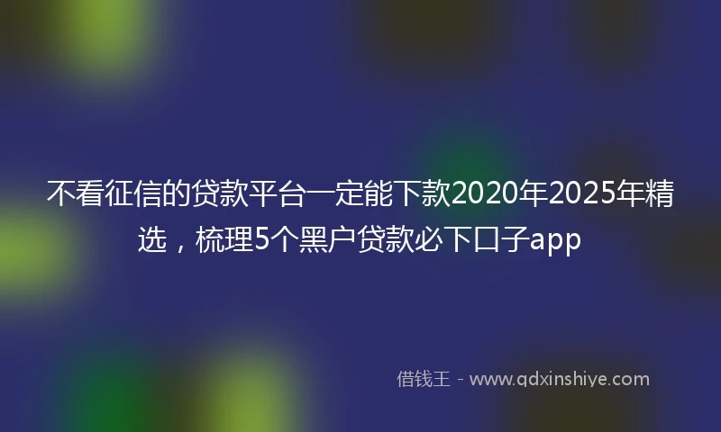 不看征信的贷款平台一定能下款2020年2025年精选，梳理5个黑户贷款必下口子app