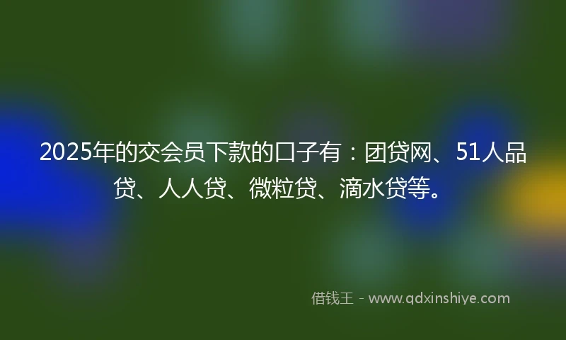 2025年的交会员下款的口子有：团贷网、51人品贷、人人贷、微粒贷、滴水贷等。