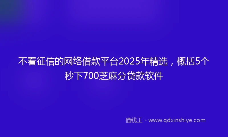 不看征信的网络借款平台2025年精选，概括5个秒下700芝麻分贷款软件