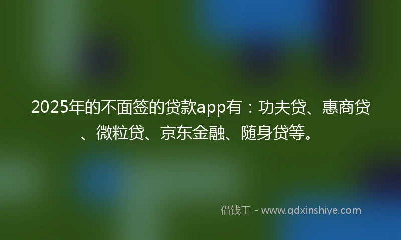 2025年的不面签的贷款app有：功夫贷、惠商贷、微粒贷、京东金融、随身贷等。