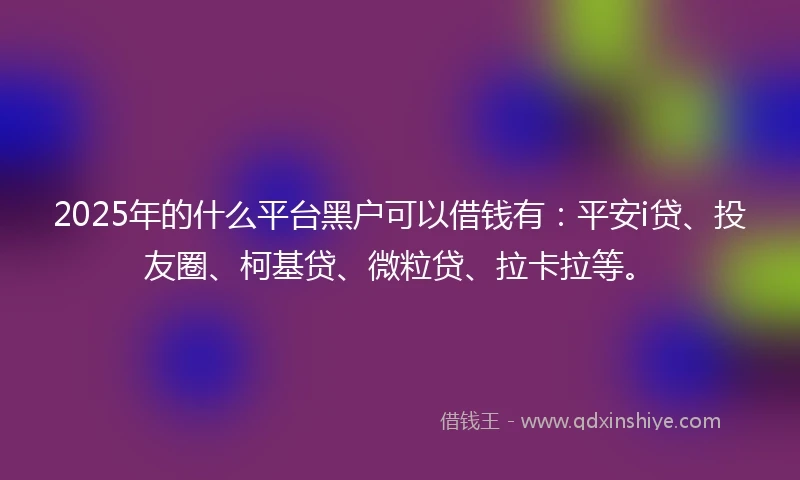 2025年的什么平台黑户可以借钱有：平安i贷、投友圈、柯基贷、微粒贷、拉卡拉等。