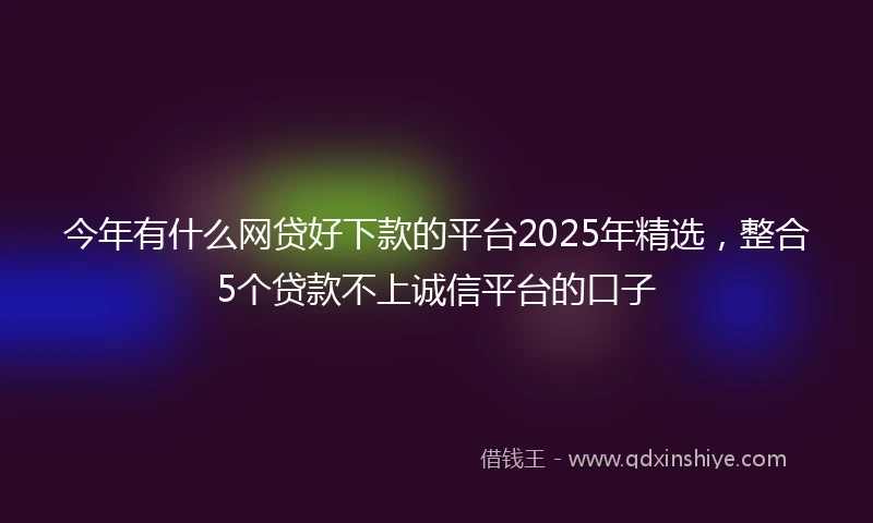 今年有什么网贷好下款的平台2025年精选，整合5个贷款不上诚信平台的口子