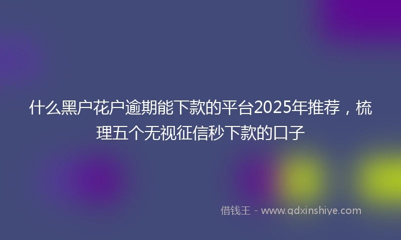 什么黑户花户逾期能下款的平台2025年推荐，梳理五个无视征信秒下款的口子