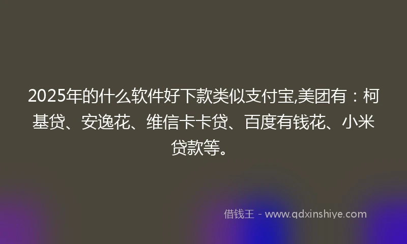 2025年的什么软件好下款类似支付宝,美团有：柯基贷、安逸花、维信卡卡贷、百度有钱花、小米贷款等。