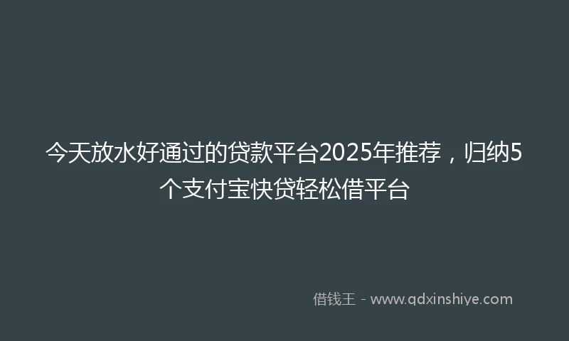 今天放水好通过的贷款平台2025年推荐，归纳5个支付宝快贷轻松借平台