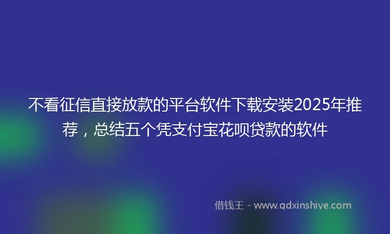 不看征信直接放款的平台软件下载安装2025年推荐,总结五个凭支付宝花呗贷款的软件