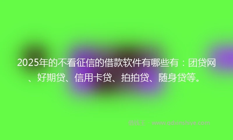 2025年的不看征信的借款软件有哪些有：团贷网、好期贷、信用卡贷、拍拍贷、随身贷等。