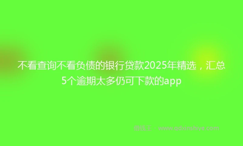 不看查询不看负债的银行贷款2025年精选，汇总5个逾期太多仍可下款的app