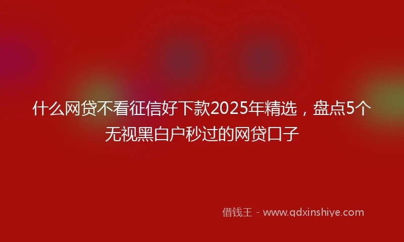 什么网贷不看征信好下款2025年精选，盘点5个无视黑白户秒过的网贷口子
