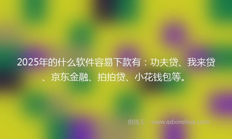 2025年的什么软件容易下款有：功夫贷、我来贷、京东金融、拍拍贷、小花钱包等。