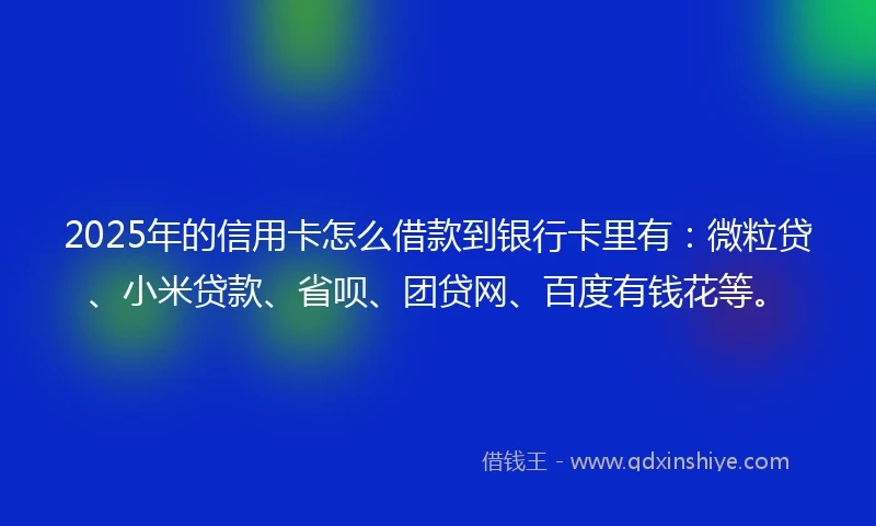 2025年的信用卡怎么借款到银行卡里有：微粒贷、小米贷款、省呗、团贷网、百度有钱花等。
