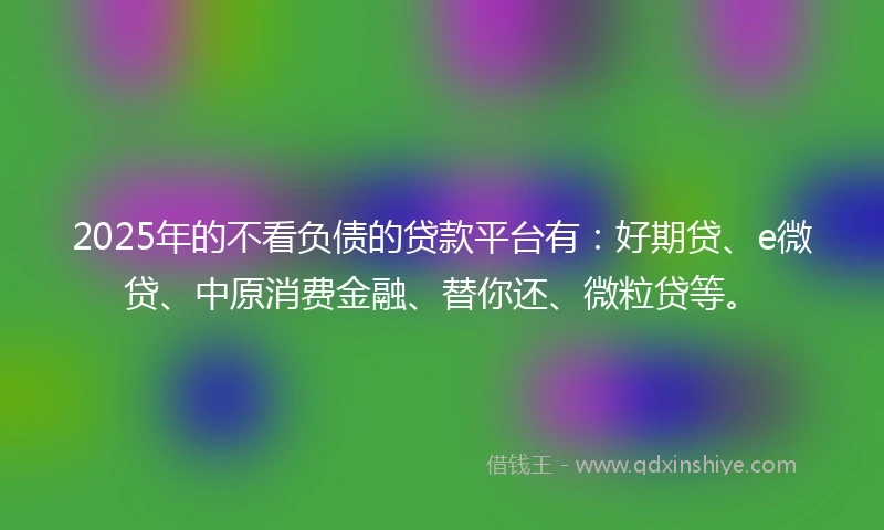 2025年的不看负债的贷款平台有：好期贷、e微贷、中原消费金融、替你还、微粒贷等。