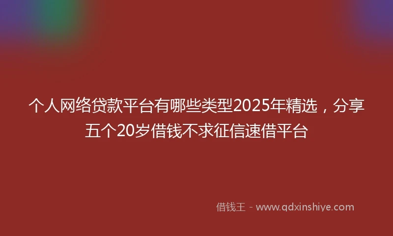 个人网络贷款平台有哪些类型2025年精选，分享五个20岁借钱不求征信速借平台