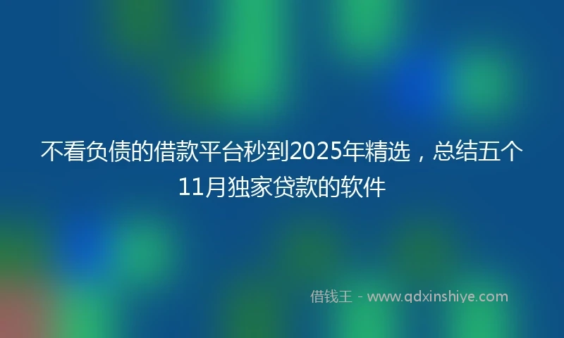不看负债的借款平台秒到2025年精选，总结五个11月独家贷款的软件