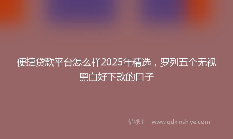 便捷贷款平台怎么样2025年精选，罗列五个无视黑白好下款的口子