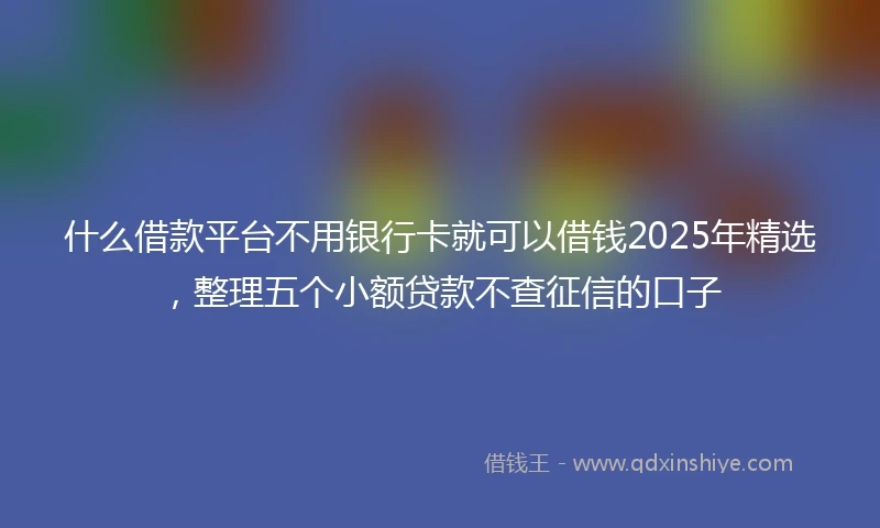 什么借款平台不用银行卡就可以借钱2025年精选，整理五个小额贷款不查征信的口子