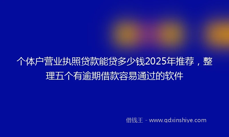 个体户营业执照贷款能贷多少钱2025年推荐，整理五个有逾期借款容易通过的软件