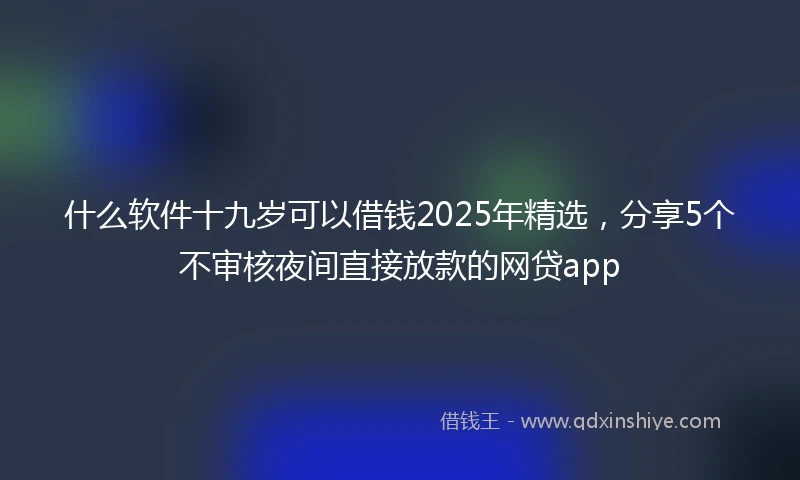 什么软件十九岁可以借钱2025年精选，分享5个不审核夜间直接放款的网贷app